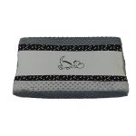 Draakje-mintgroen-donkergroen-zwart-wit-driehoek-wafelstof-bolletjes-velours-aankleedhoes